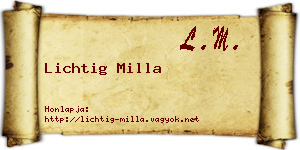 Lichtig Milla névjegykártya